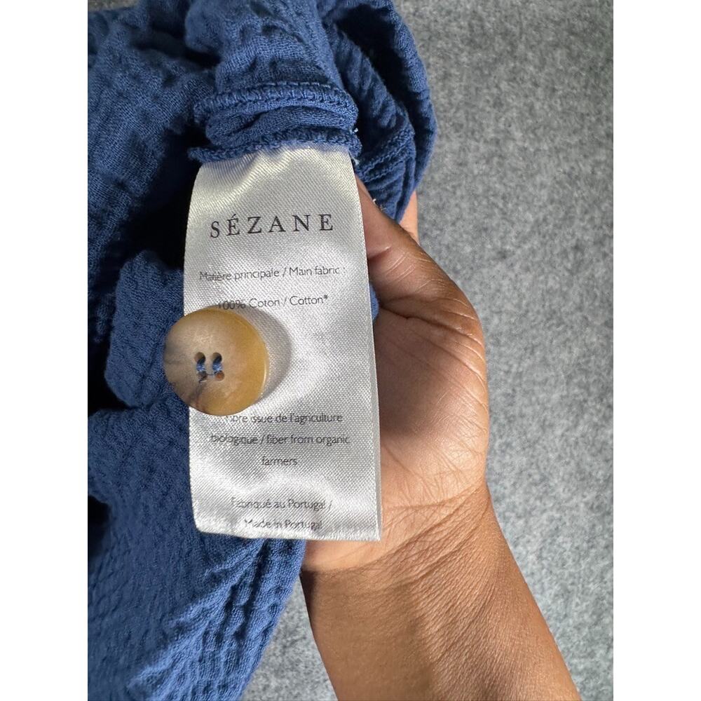 Sezane Blue Button-Down Blouse - image 5